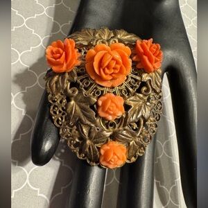 Elegant Gold and Orange Floral Necklace